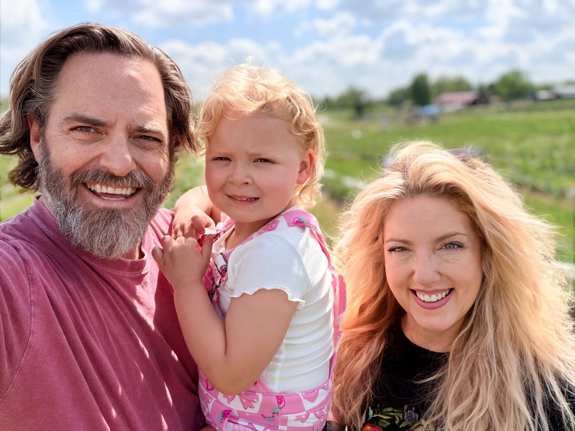 The Savage family at a strawberry farm