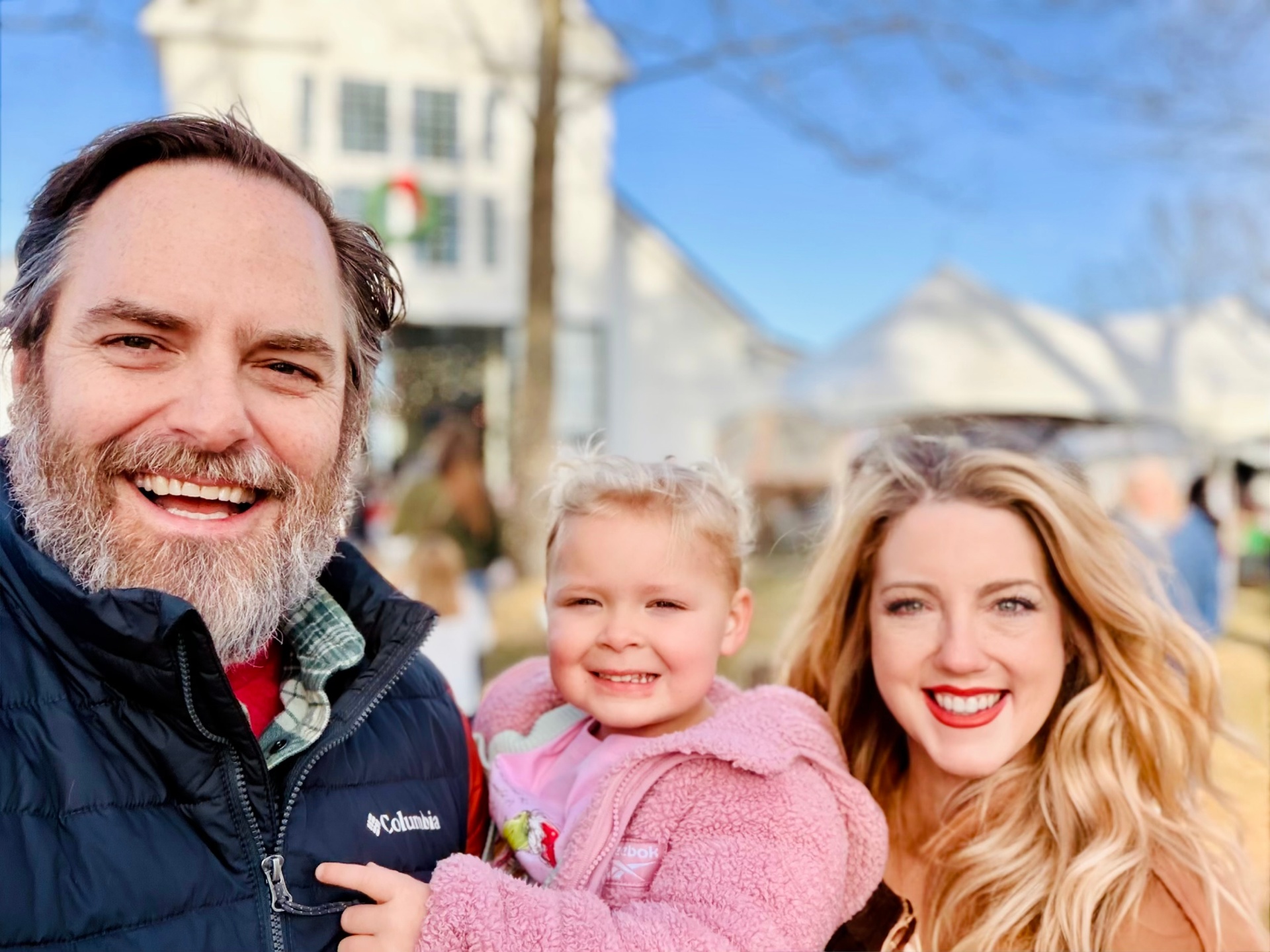 The Savage family outdoors in winter